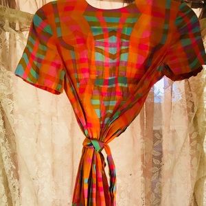 Retro Plaid Zip-Back Shift dress